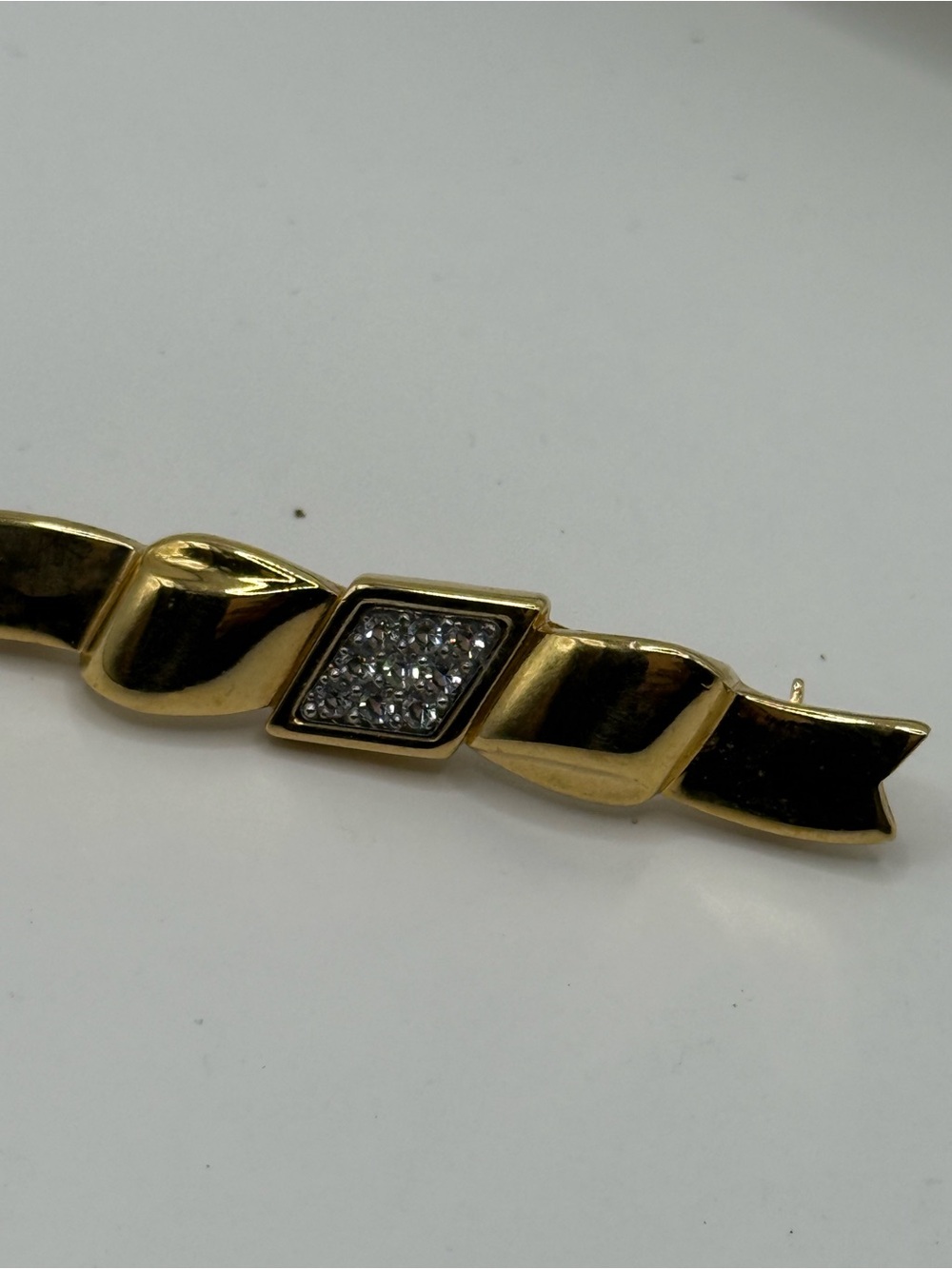 Gold-Tone Women's Bracelet with Pavé Crystal Accent